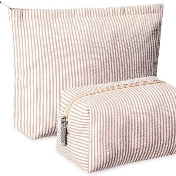 2 Pieces Makeup Bag Set Cute Cosmetic Pouch for Women Travel Toiletry Bag Preppy - Picture 1 of 7